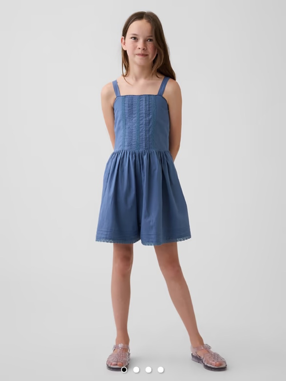 GAP Girls Lace-Trim Romper in Bainbridge Blue
